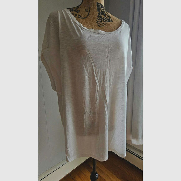 Garnet Hill White T Shirt, Pima Cotton/Modal Womens Sz L NEW - Picture 4 of 12
